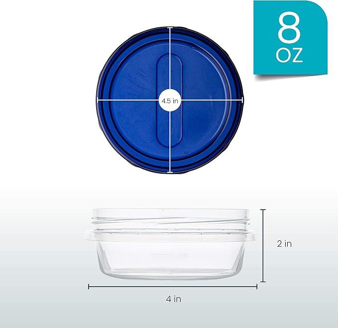 PLASTICPRO [8 oz 96 Pack] Twist Top Deli Containers Clear bottom With blue Top Twist on Lids Reusable, Stackable, Food Storage Freezer Container Pack of 96 - Image 6