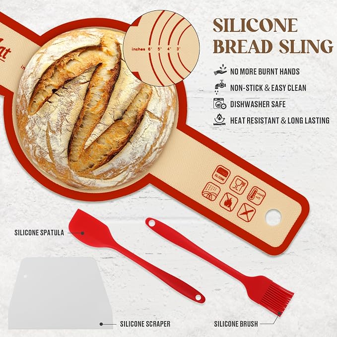Sourdough Bread Baking Supplies, 23P Sourdough Starter Kit,30oz Sourdough Starter Jar Kit, Cotton Rope Banneton Bread Proofing Basket with Bread Lame, Scraper, Dough Whisk, Gifts for Bakers Women - Image 8