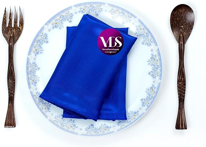VDS - 200 Pieces | Satin Napkins 12 x 12 Inch Square | Kitchen & Dinner Table Napkins Cloths Handkerchief for Restaurant Bistro Wedding Christmas Birthday Party Dinner Decoration (Royal Blue) - Image 2