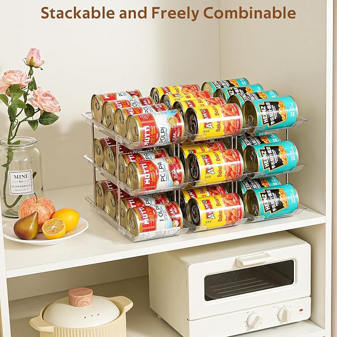 Can Organizer for Pantry, Stacking Can Storage Organizer Hold 36 Cans | Automatic Rolling Can Rack for Fridge, 3Tire 3 Columns Can Holder, Canned Goods Organizer - Image 2
