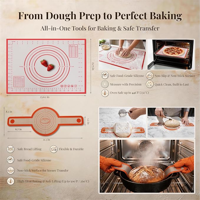 Sourdough Starter Kit, 23-Piece Bread Baking Set with Banneton Proofing Baskets Round & Oval, Starter Jar, Lame, Dough Whisk, Scraper & Sling - Sourdough Baking Supplies Gift for Beginners - Image 5