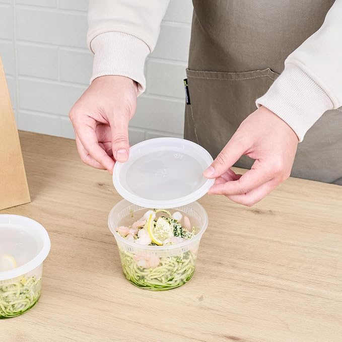 Asporto 16 oz Round Clear Plastic Soup Container - with Lid, Microwavable - 4 1/2" x 4 1/2" x 3" - 25 count box - Image 5