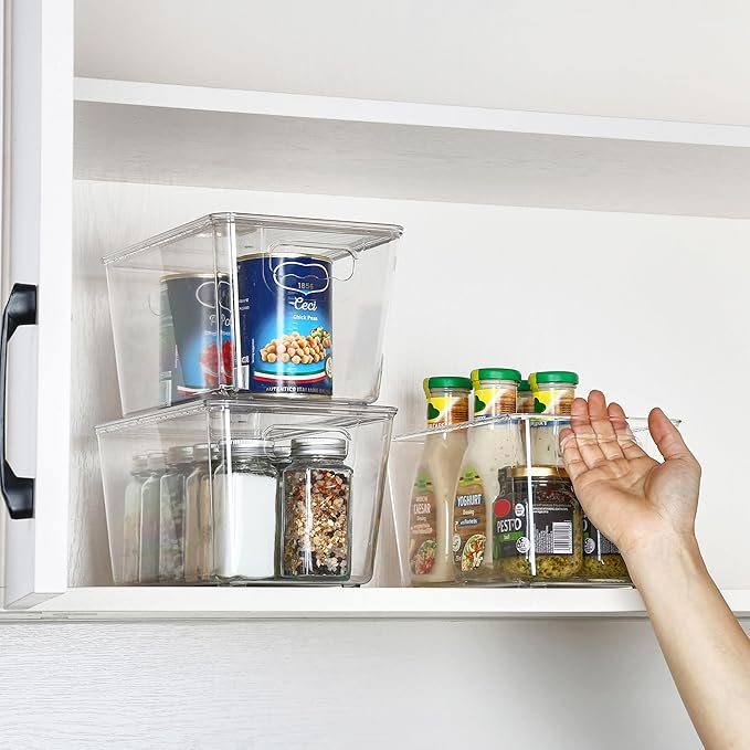 Vtopmart 6 Pack Clear Stackable Storage Bins with Lids, Medium | BPA-free Plastic, Organize Vertically, For Pantry Kitchen Fridge Cabinet Closet Bathroom, Built to Last, Easy to Move - Image 5