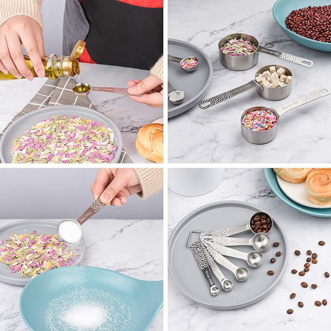 Measuring Cups and Spoons Set, 18/8 Stainless Steel Measuring Cups and Spoons Set for Baking & Kitchen, Metric & US Metal Measure Cup and Spoon for Dry & Liquid - Image 6