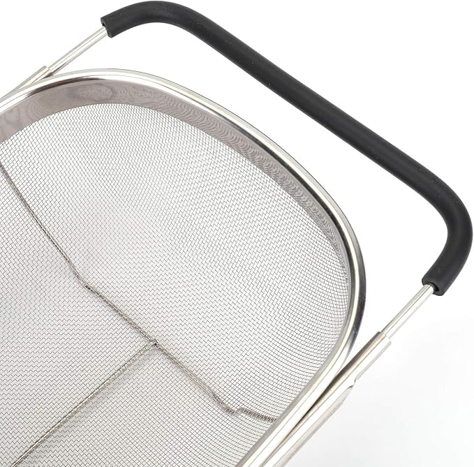 2 PackPremium Quality Over The Sink Stainless Steel Oval Colander with Fine Mesh 6 Quart Strainer Basket & Expandable Rubber Grip Handles - Strain, Drain, Rinse Fruits, Vegetables1 - Image 6