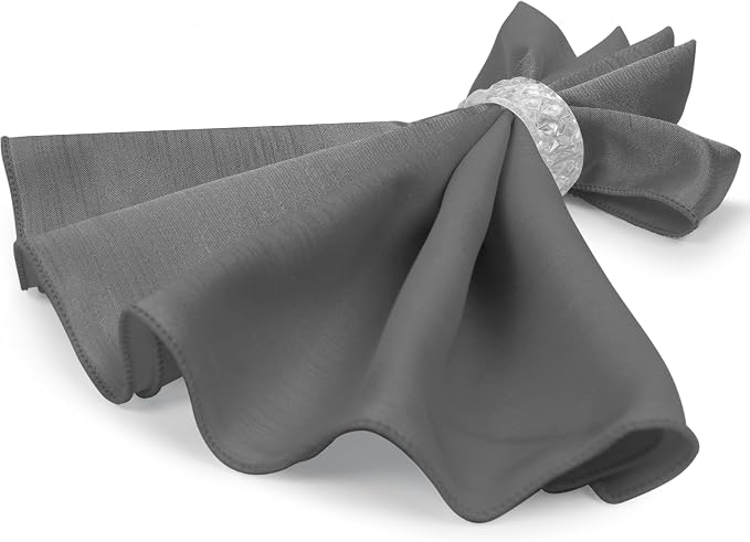 17x17-Inch Shantung Cloth Napkins, Charcoal, Set of 12 | Bulk Case of 1 Dozen, Satin, Square, 100% Polyester Fabric, Reversible, Faux Dupioni Silk Reverse Side, Machine Washable - Image 7