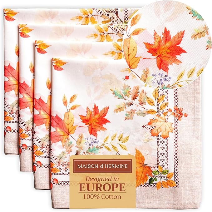 Maison d' Hermine Cloth Napkins Set of 4 Reusable 100% Cotton (20" x 20") | Everyday Square Napkins Cloth Washable Dinner Wedding Restaurant Hotel Kitchen Thanksgiving Christmas - Amarante by MaisondHermine