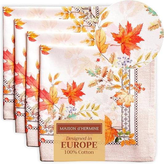 Maison d' Hermine Cloth Napkins Set of 4 Reusable 100% Cotton (20" x 20") | Everyday Square Napkins Cloth Washable Dinner Wedding Restaurant Hotel Kitchen Thanksgiving Christmas - Amarante by MaisondHermine