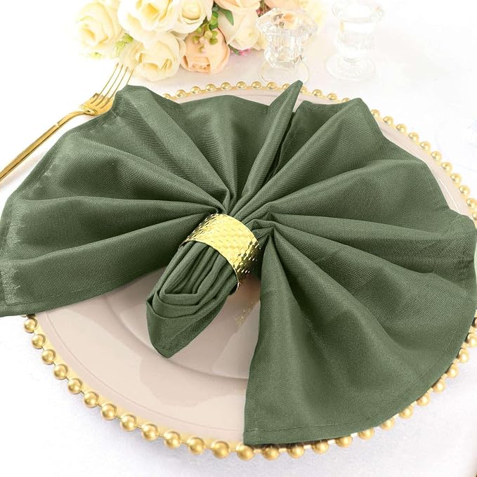 Efavormart Premium Cloth Napkins Set of 10, 20x20 Inch Willow Green Seamless Dinner Napkins, Washable Linen Table Napkin Cloth with Hemmed Edges for Weddings, Party and Banquet - Image 2