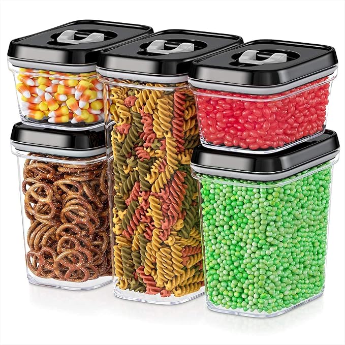 DWËLLZA KITCHEN Airtight Food Storage Containers Set - 7 PC Set - For Kitchen Pantry Organization and Storage - BPA-Free - Clear Plastic Canisters for Spaghetti, Noodles, Pasta, Snacks & Much More - Image 3