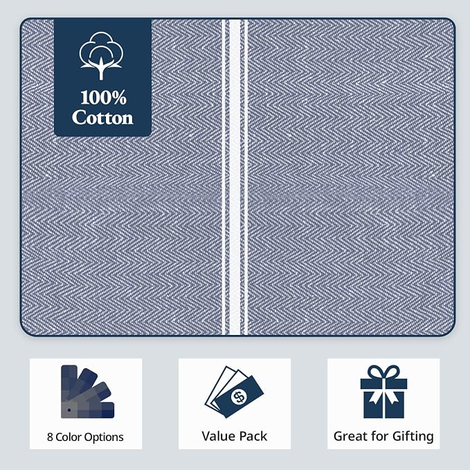 Lane Linen Kitchen Towel Set, 6 Pack 100% Cotton Hand Towels for Kitchen, Dish Towels for Drying Dishes, Lint Free, 14"x25", Good for Cleaning Windows, Ceramic Surface, Glass Stovetops - Blue Chambray - Image 6