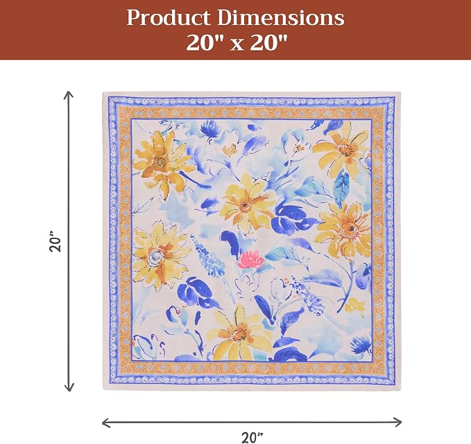 Maison d' Hermine Cloth Napkins Set of 4 Reusable 100% Cotton (20" x 20") | Everyday Square Napkins Cloth Washable Dinner Party Wedding Restaurant Hotel Kitchen Spring Summer - Girassol - Image 7