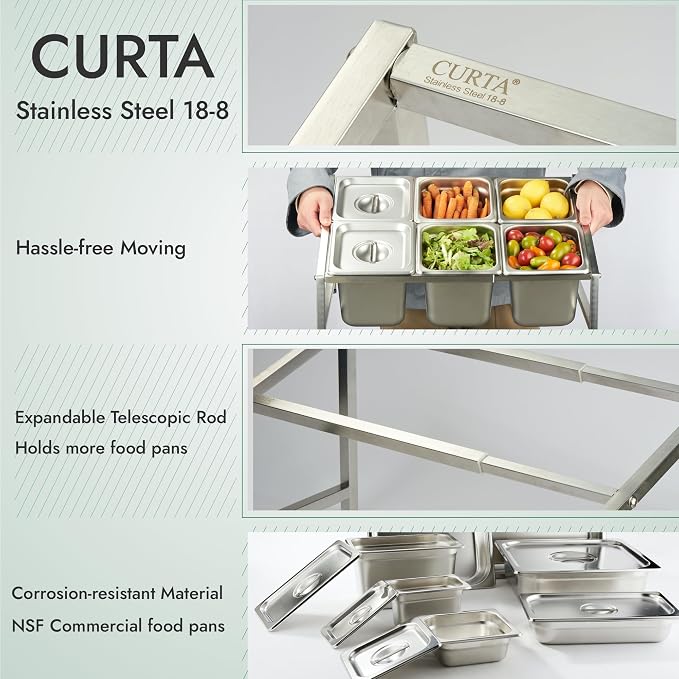 Expandable 18/8 Stainless Steel Spice Rack Set, NSF Certified, 2-Tier Inclined Organizer Shelf with 6 1/6 6" Pan&Lid, 13.8"-23.6" Adjustable, Countertop Holder for Seasoning Ingredients - Image 3