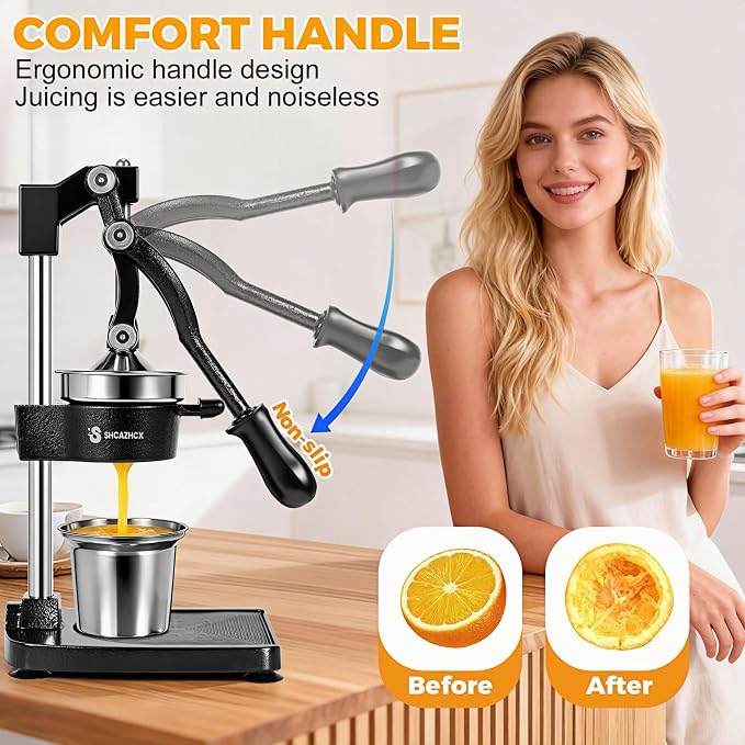 Cast Iron Manual Citrus Juicer Press, Heavy Duty Fruit Squeezer | Long-lever citrus press for oranges, grapefruit, and pomegranates with removable stainless steel parts - Image 5
