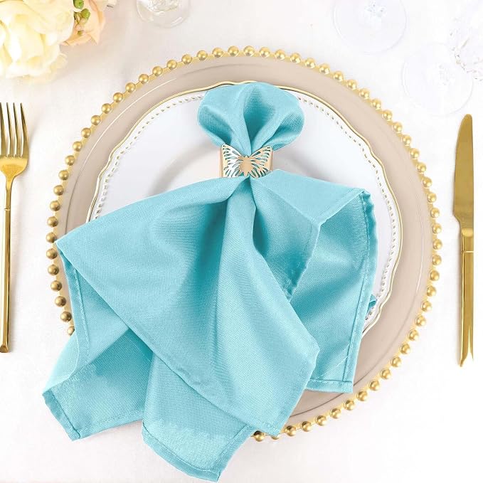 Efavormart Premium Cloth Napkins Set of 50, 20x20 Inch Light Blue Seamless Dinner Napkins, Washable Linen Table Napkin Cloth with Hemmed Edges for Weddings, Party and Banquet by efavormart