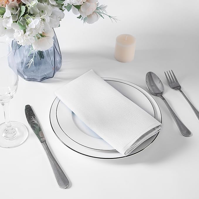 Bailarina Cloth Napkins Set of 40,17x17 inches Dinner Napkins Cloth Washable,Polyester Square Table Cloth Napkin Bulk with Hemmed Edges Ideal for Banquets, Parties and Weddings-White - Image 3