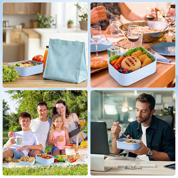2 Sets of 6 Silicone Food Storage Containers, Reusable Lunch Bento Box with Lid, Hard Shell Storage Containers, Microwave Dishwasher Freezer Safe, 10 oz, 23.6 oz, 44 Ounce(Purple Blue) - Image 6