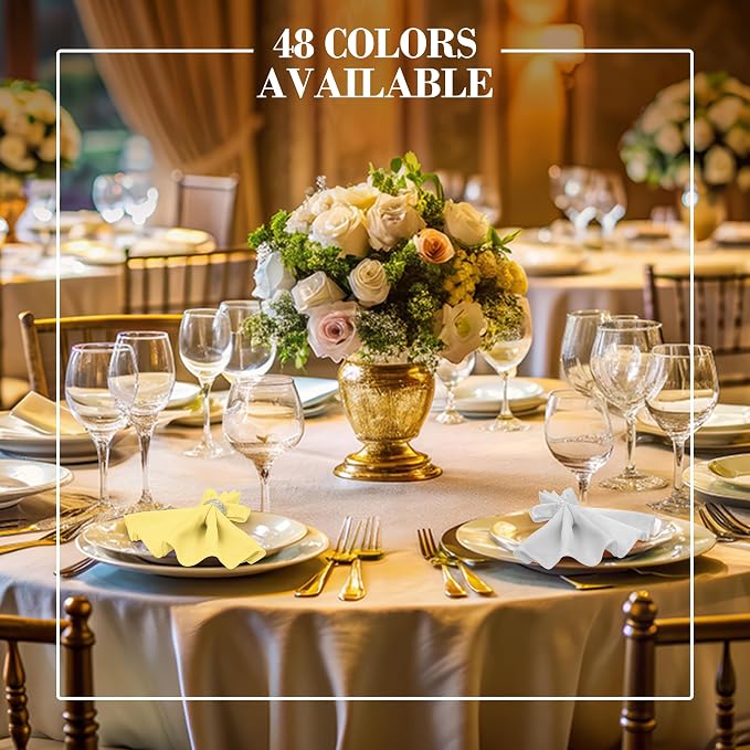 17x17-Inch Shantung Cloth Napkins, Cornsilk, Set of 12 | Bulk Case of 1 Dozen, Satin, Square, 100% Polyester Fabric, Reversible, Faux Dupioni Silk Reverse Side, Machine Washable - Image 5