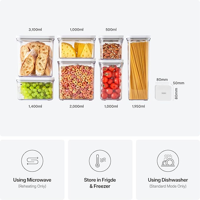 VAKUEN Premium Airtight Food Storage Containers Mega 8P/Set. Total 46.11cup, 7pcs Container and Vacuum Sealer. Smart One-Click Seal Lid, Patented Double Silicone Lining, 100% Leak Proof, BPA-FREE - Image 6