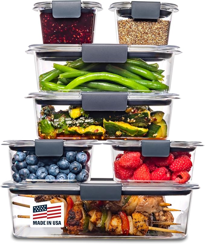 Rubbermaid Brilliance Food Storage Containers, 14 Piece Plastic Containers with Lids, BPA-Free, Leak Proof, Clear by Unknown