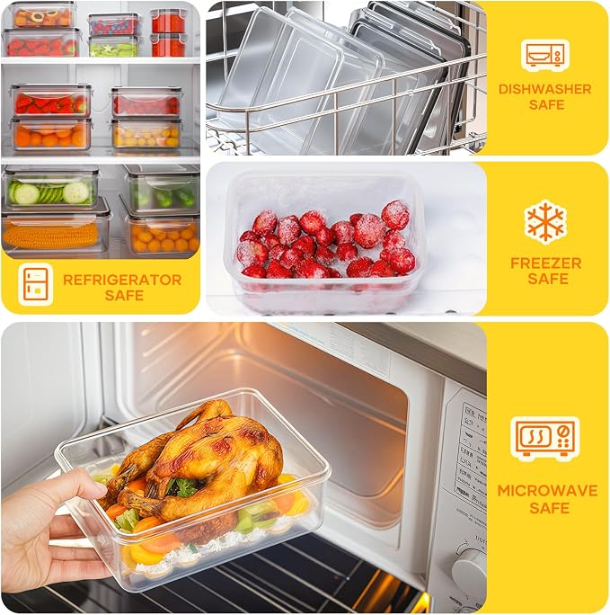52 PCS Food Storage Containers with Lids Airtight (26 Lids & 26 Containers)- Reusable Plastic Leakproof Meal-Prep Container for Kitchen Storage Organization Microwave/Dishwasher Safe with Labels & Pen - Image 5