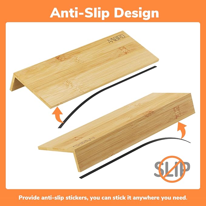 AMBIRD Bamboo Spice Drawer Organizer with Non-slip Mat,4 Tier - 2 Set Jar Spice Rack Tray From 9.5''to 19'', Seasoning Organizer for Kitchen,Cabinet,Drawers,Countertop - Image 8