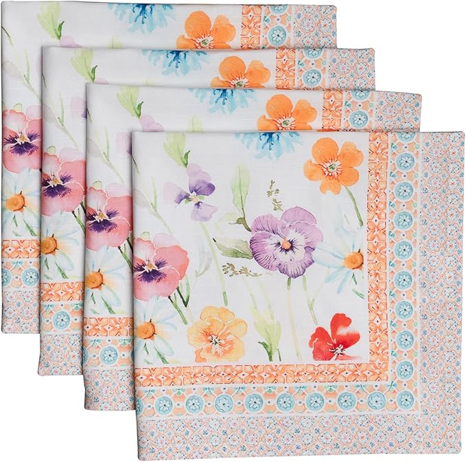 Maison d' Hermine Cloth Napkins Set of 4 Reusable 100% Cotton (20" x 20") | Everyday Square Napkins Cloth Washable Dinner Party Wedding Restaurant Hotel Kitchen Spring Summer - Summer Whisper by MaisondHermine
