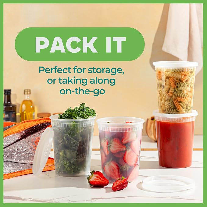 32 oz Deli Containers with Lids – 180 Pack Bulk Soup Containers with Lids – 32 Ounce Food Storage Containers for Restaurant, Deli, Catering & Meal Prep - Image 7