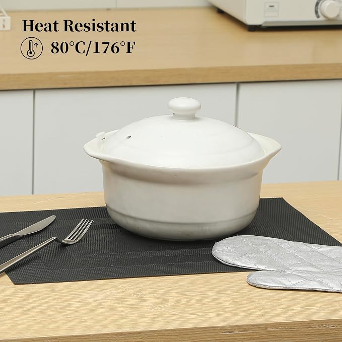 Leetaltree Black Frame Placemats Set of 4 - Heat Resistant Non-Slip Place mats for Dining Table, Washable Durable PVC Vinyl Woven Table Mats（Black Frame, 4） - Image 4
