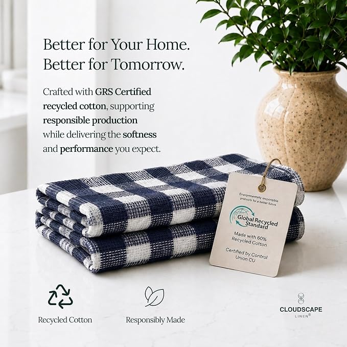 CSL Premium Kitchen Towels Set of 6,Highly Absorbent,Quick Dry,18x28,Indigo - Image 6