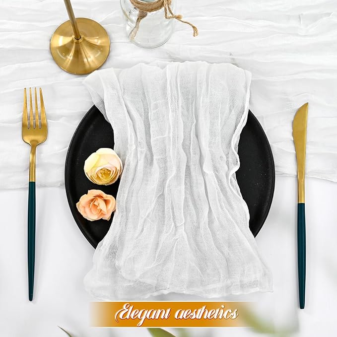 fani 100 Pack Gauze Cheesecloth Napkins, 20 x 20 in, White | Wrinkled Table Napkins, Soft Cotton, Rustic Decorative, Weddings, Party, Dinner Table, Everyday Use - Image 3