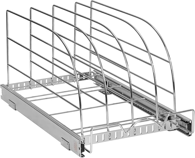 Pull Out Organizer for Bakeware, Cutting Board and Trays, 12.5”W x 21”D | Stores Cutting Board and Trays, Adjustable Dividers, Heavy Duty, Lifetime Limited Warranty - For Narrow Cabinet Spaces - Image 2