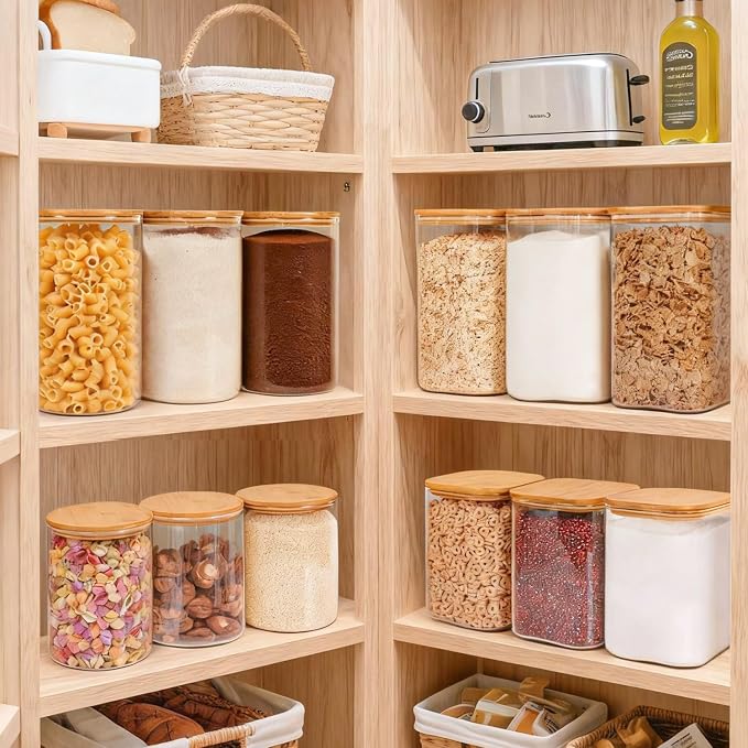 Glass Flour Containers with Lids 1 Gallon 2 Pack Pantry Organization | Wide Mouth, Scoop Included, Flour Sugar Coffee Beans Pasta Cereal Dry Food Storage,Large Capacity,Kitchen Organizer - Image 7