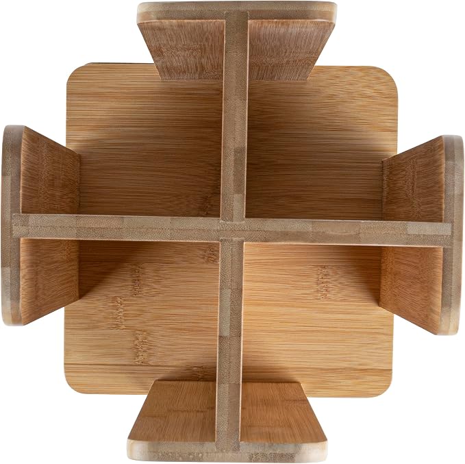 Restaurantware Restpresso 9 x 18 Inch Coffee Cup and Lid Organizer 1 Revolving Cup and Lid Holder - 4 Section Countertop Natural Bamboo Cup and Lid Dispenser For Restaurants Homes or Offices - Image 19