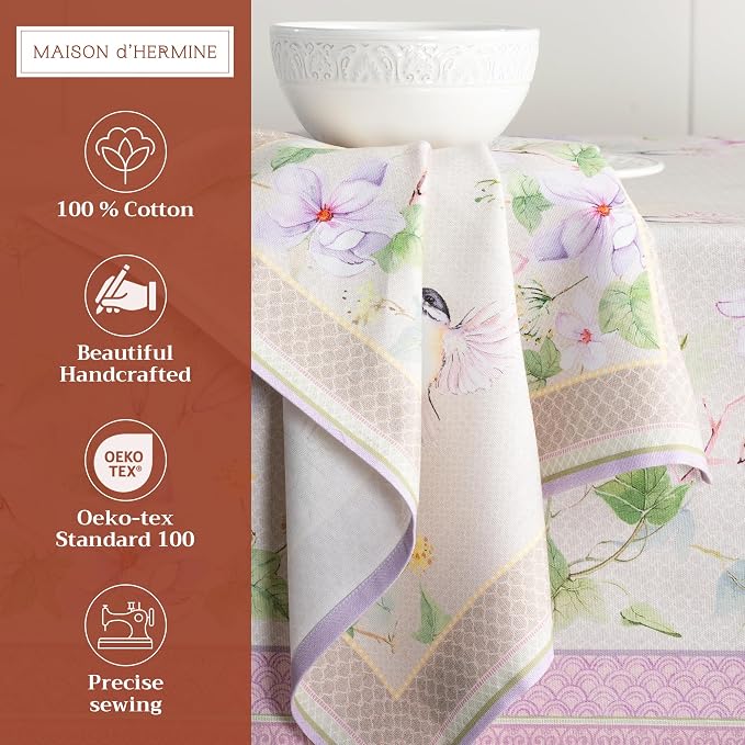 Maison d' Hermine Cloth Napkins Set of 4 Reusable 100% Cotton (20" x 20") | Everyday Square Napkins Cloth Washable Dinner Party Wedding Restaurant Hotel Kitchen Spring Summer - Magnolia Mornings - Image 2