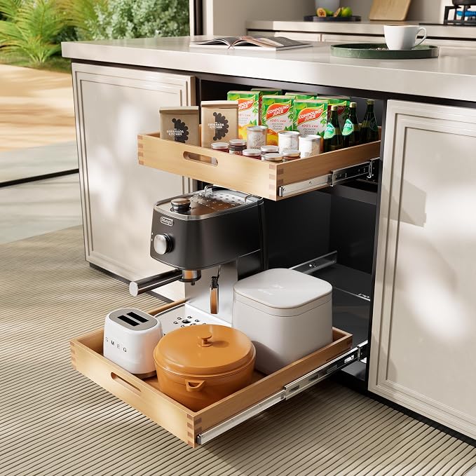 Pull Out Drawers for Cabinets 15"W x 21"D, Farmeless&Farme Cabinet | Full Slide Out Wood Drawer Shelf, Heavy Duty Caddy Pull Out Cabinet Organizer, Base Cabinet Organization for Kitchen, Pantry - Image 4