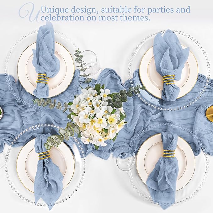 100 Pack Dusty Blue Cloth Napkins 20x20Inch Cheesecloth Napkins | Elegant Cloth Napkins for Table, Washable Rustic Boho Gauze Napkins, for Wedding Party Bridal Baby Shower Dinner Table Decor - Image 7