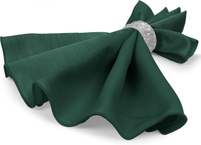 17x17-Inch Shantung Satin Cloth Napkins, Hunter Set of 120 | Bulk Case of 10 Dozen, Square, 100% Polyester Fabric, Reversible, Faux Dupioni Silk Reverse Side, Machine Washable, Green - Image 8