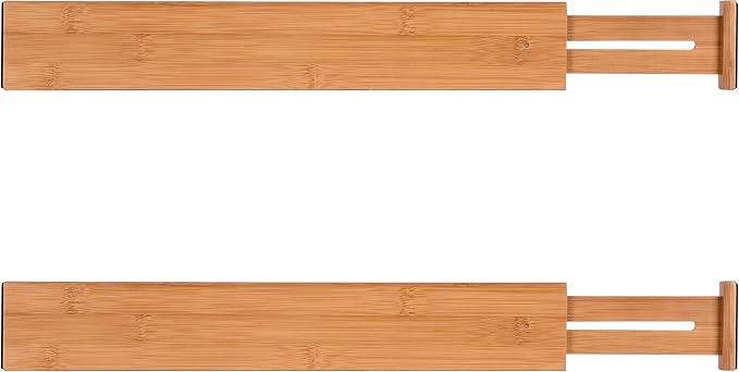Adjustable, Expandable Drawer Organizer/Divider - for Bedroom, Bathroom, Closet, Office, Kitchen Storage - 2.5" High, 4 Pack -Natural Bamboo - Image 2