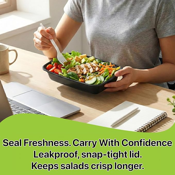 Meal Prep Containers [10 Set] x [28 oz] with Lids, 1 compartment, Stackable, Reusable, Leakproof, Food Safe, Microwave, Freezer & Dishwasher Safe for Food Prep Storage Bento (10 Set, 28 oz) - Image 5