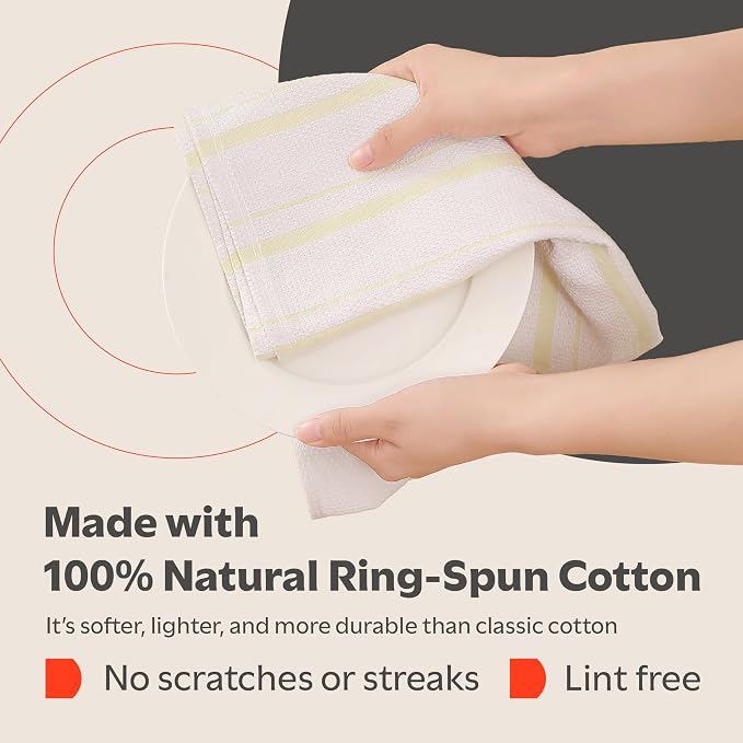 Zeppoli Classic Kitchen Towels - 6 Pack 100% Natural Cotton Towel Set, Reusable Wash Cloths, Absorbent Dish Towels, Machine Washable Hand Towels, Kitchen Essentials, 20” x 28” - Pastel VAR - Image 3