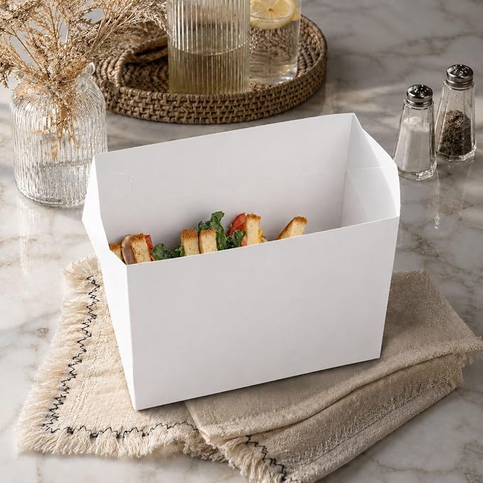 Restaurantware Bio Tek 80 Ounce To Go Boxes 400 Rectangle Take Out Food Containers - Fast Top Closure Disposable White Paper Carry Out Containers Greaseproof For Burgers Or Fried Chicken - Image 3