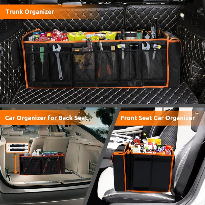 Large Trunk Organizer with Cooler, 3 Compartments SUV Cargo Organizer, Portable Trunk Organizer for suv,car,truck,rv,jeep(black) - Image 3