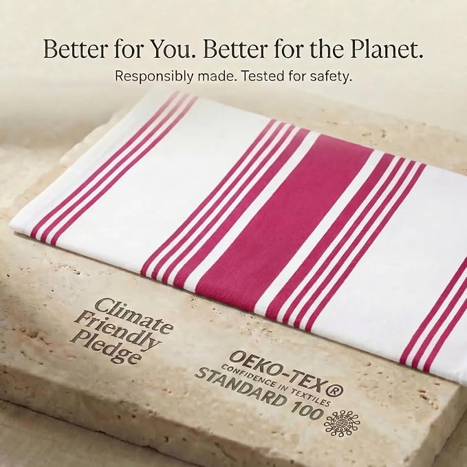 Urban Villa Kitchen Towels Cotton Dish Towel 20”x30” (Set of 6) Fuchsia White - Image 9