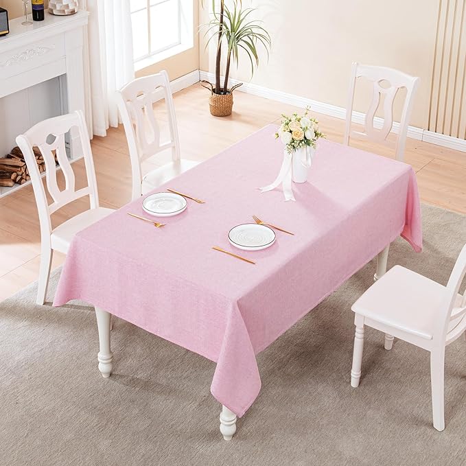 BALCONY & FALCON Rectangle Table Cloth Waterproof Light Pink 118"x57" | Rectangular Washable Wrinkle Resistant Table Cloth Linen Fabric Tablecloths for Dining Party Kitchen Wedding and Outdoor Use - Image 5
