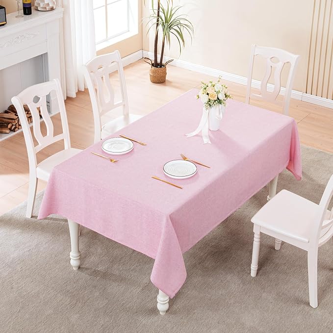BALCONY & FALCON Rectangle Tablecloth Washable Wrinkle Resistant and Water Proof Table Cloth Decorative Linen Fabric Tablecloths for Dining Parties Kitchen Wedding and Outdoor Use (Light Pink, 57x85) | Rectangular Washable Wrinkle Resistant Table Cloth... - Image 5
