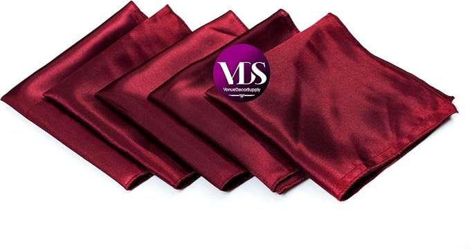 VDS - 200 Pieces | Satin Napkins 20 x 20 Inch Square | Kitchen & Dinner Table Napkins Cloths Handkerchief for Restaurant Bistro Wedding Christmas Birthday Party Dinner Decoration (Burgundy) - Image 3