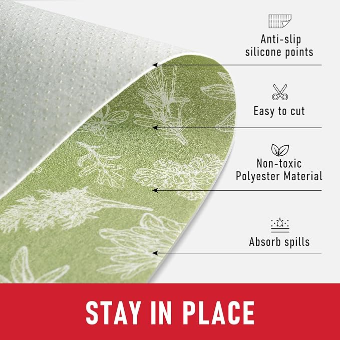 Cooyes Large Fridge Liners for Refrigerator, 17.7" × 36", Drawer & Shelf Liners for Kitchen Cabinets Non-Adhesive, Breathable Cloth Material, Non-Slip, Keep Produce Fresh Longer, 6 Pack, Sage Green - Image 4