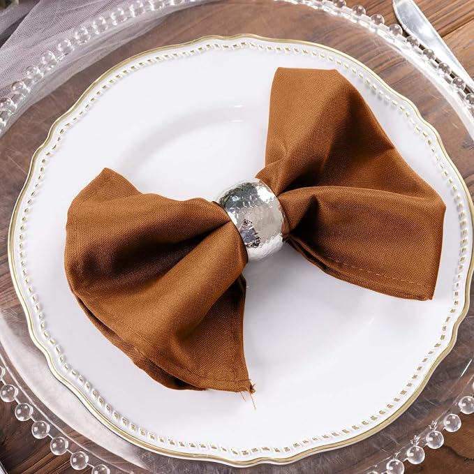 Efavormart Premium Cloth Napkins Set of 100, 17x17 Inch Brown Seamless Dinner Napkins, Washable Linen Table Napkin Cloth with Hemmed Edges for Weddings, Party and Banquet - Image 2