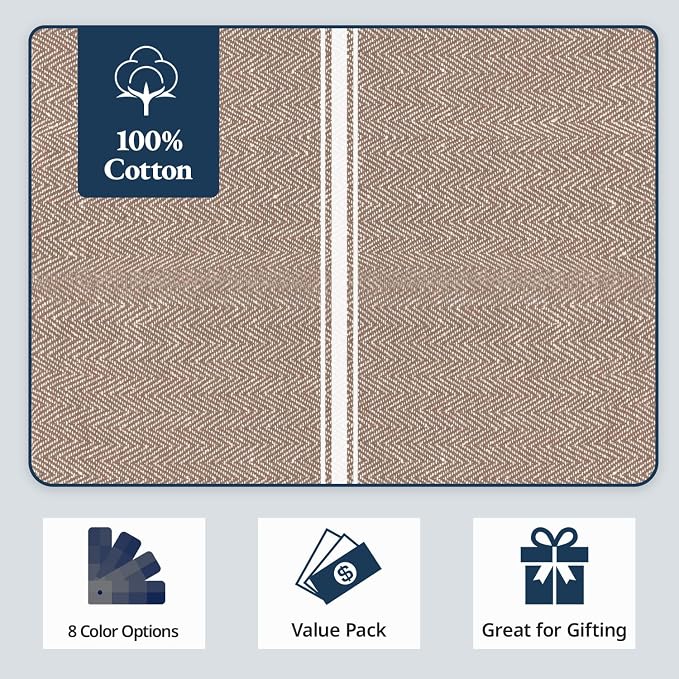 LANE LINEN Kitchen Towels Set - 100% Pure Cotton Dish Towels for Kitchen, Super Absorbent Kitchen Hand Towel, Tea Towels, Soft & Durable Dish Cloths, Pack of 6 – 14”x25”, Beige - Image 6